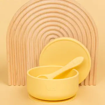 Silicone Suction Bowl with Lid + Spoon Set