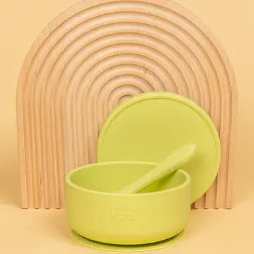 Silicone Suction Bowl with Lid + Spoon Set