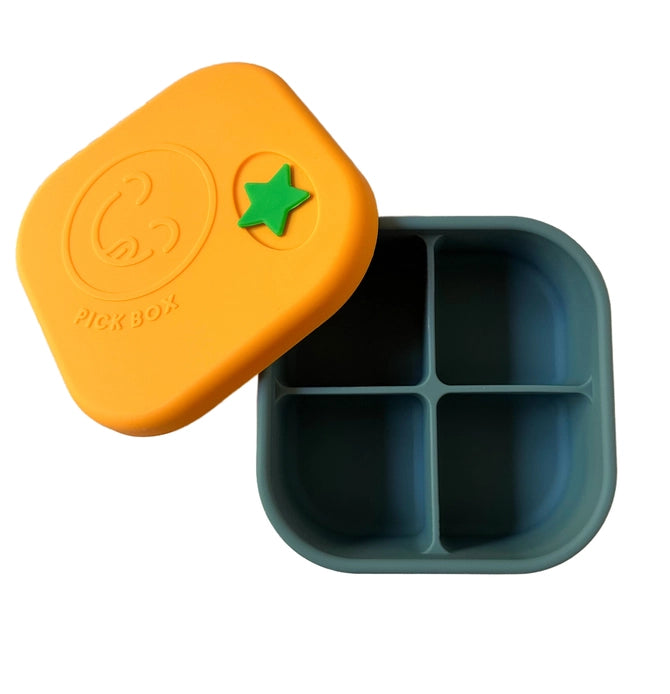 Pick Box Snack - 4 Compartment Square Silicone Snack Box