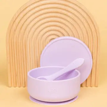 Silicone Suction Bowl with Lid + Spoon Set