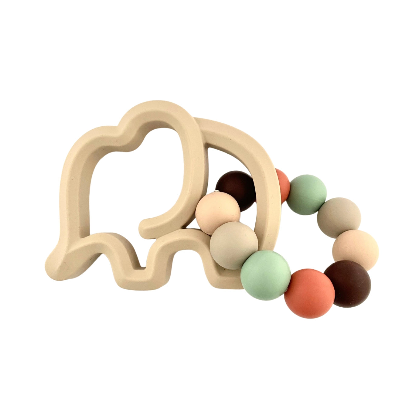 Silicone Elephant with Ring Teether Duo