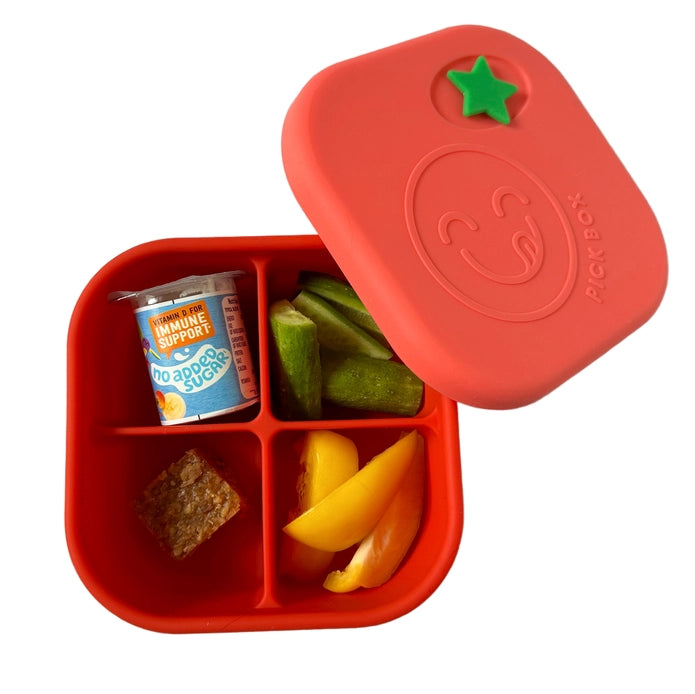 Pick Box Snack - 4 Compartment Square Silicone Snack Box