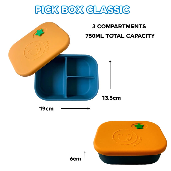 Pick Box Classic - 3 Compartment Silicone Lunch Box